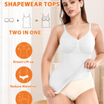 Werena Shapewear Cami With Built-in Bra Compression Tanks for Women Shaping Camisoles Tummy Control Tank Tops(#A White, XX-Large)