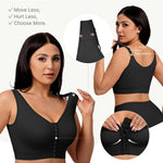 FeelinGirl Post Surgery Bra Front Closure Compression Bra Wirefree Mastectomy Bra with Adjustable Straps A-Black