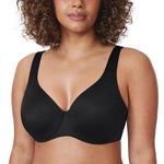DELIMIRA Minimizer Bras for Women Full Coverage Plus Size Underwire Unlined Supportive Seamless Bra Black 38DD