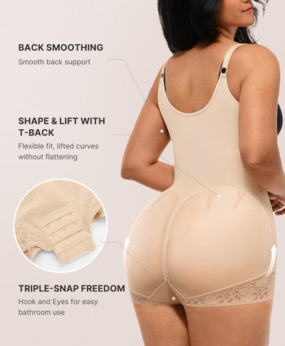 SHAPELLX Fajas Colombianas Open Bust Shapewear for Women Tummy Control Waist Trainer Postpartum Plus Size Body Shaper Butt Lifter Bodysuit (Beige 3X-Large)