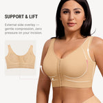 FeelinGirl Compression Bra Post Surgery Mastectomy Bra Front Closure Surgical Breast Augmentation Post Op Beige