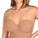 HSIA Strapless Bras for Women, Longline Corset for Large Bust Plus Size Supportive Bustier Minimizer Convertible Bandeau, Dark Beige 34DD
