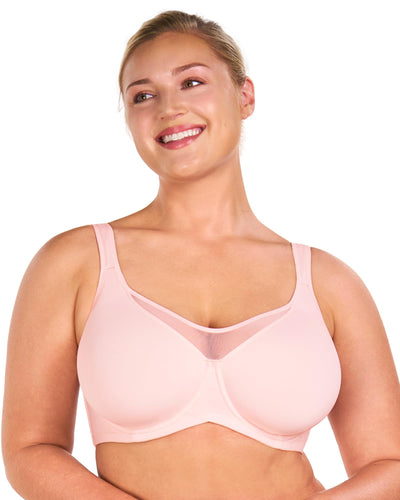 HSIA Minimizer Bras for Women Plus Size, Full Coverage Coolcomfort T Shirt Unlined Bra with Underwire for Heavy Breast, Light Pink 38DDD 01
