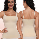 EUYZOU Women Shapewear Tummy Control Camisole Tops - Square Neck Sexy Compression Tank Tops Seamless Body Shaper, Nude XXL