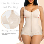 YIANNA Postpartum Fajas Colombianas Moldeadoras Full Body Shapewear Tummy Control for Women Body Shaper Girdles Compression Garment with Side Bust Pad, YA7510-Beige-XL
