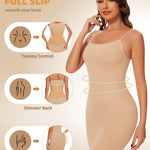 SLIMBELLE Women’s Shapewear Dress Slip Tummy Control Full Slip Seamless Body Shaper for Under Dresses with Adjustable or Changeable Spaghetti Straps NUDE L