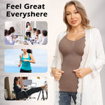JOYSHAPER Shapewear Camisoles With Built in Bra Tummy Control Compression Tank Tops for Women Body Shaper Padded Tanks Brown S
