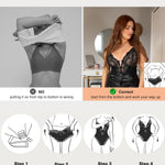 Popilush Shapewear Bodysuits for Women Tummy Control Lace Bodysuit V Neck Sleeveless Corset Tops Body Suit