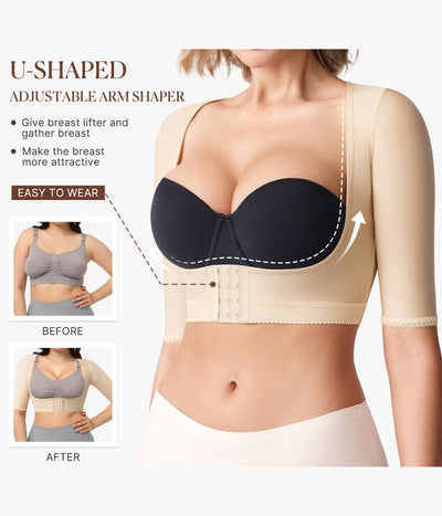 BRABIC Women's Shapewear Tops Post Surgery Compression Sleeve for Arm Shaper (Beige, Medium)