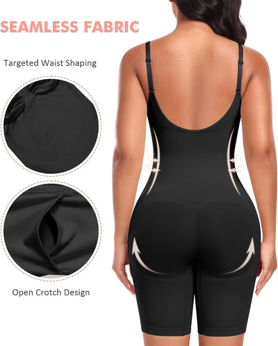 Women's Seamless Shapewear Tummy Control Bodysuit Body Shaper V Neck Seamless Butt Lifter Full Shaping Bodyshapers