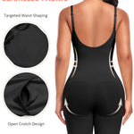 Women's Seamless Shapewear Tummy Control Bodysuit Body Shaper V Neck Seamless Butt Lifter Full Shaping Bodyshapers (Black+Black,Small)