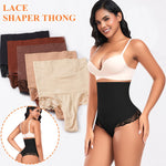 Werena Novelty Hipster Shapewear for Women High Waisted Body Shaper Shaping Thong Girdle Novelty Hipster Panties(04# High Rise Lace Black(smoothing),Medium)