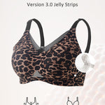 Gailife Womens Wireless V Mesh Comfortable Bra Seamless Bralette Push Up Brassiere No Underwire Supportive Tshirt Everyday Bra, Yellow Leopard, L