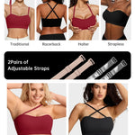 Vertvie Strapless Bra Wireless Non-Slip Push Up Bandeau Bras for Women Full Support Tube Tops Padded Bralette S-Large Breasts(Red,Medium)