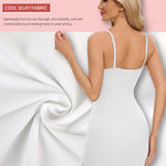 SLIMBELLE Shapewear Slips For Under Dress Deep V Neck Adjustable Strap Tummy Control Full Slip Seamless Shaper For Women White S