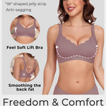 Gailife Scalloped Lift Bras for Women Soft Push Up Wireless Bra Supportive V Neck No Underwire Seamless Tshirt Bralettes, Grey, L