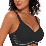 Gailife Women's Jelly Wireless Push Up Bras - Full Coverage Seamless T-Shirt Bra with Comfortable No Underwire Support, Black, XXL