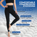 Compression Tights Women, 20-30mmHg Graduated Support Compression Pantyhose Footless Medical Compression Stockings High Waist Compression Leggings for Varicose Veins, Edema, DVT(Black, Large)