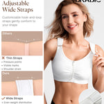 BRABIC Zip Front Closure Everyday Bra for Women Post Surgery Compression Support with Adjustable Straps Wirefree (Medium, White)