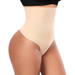 Werena Tummy Control Thong Shapewear for Women High Waisted Body Shaper Shaping Thong Girdle Novelty Hipster Panties(02# High Waisted Beige(slimmming),XX-Large)