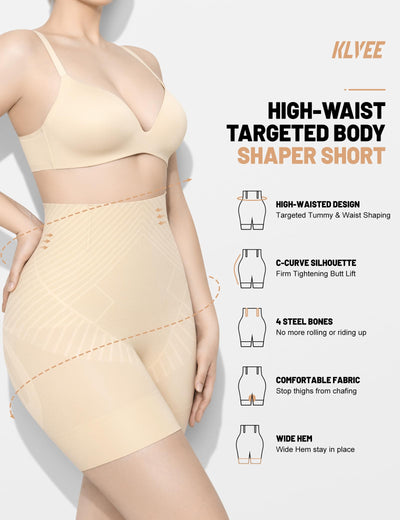 KLVEE High Waisted Shapewear Tummy Control Shorts for Women, Body Shaper, Seamless Shaping Thigh Slimmer Under Dress Nude