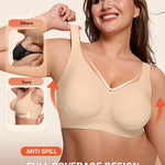 LetsJoli Jelly Bras for Women Supportive Wireless Push Up Bra Full Coverage No Underwire Seamless Plus Size for Older Women（Nude,XL)