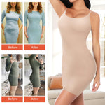 Miguofan Shapewear Slips for Under Dresses, Full Slip Dress for Women Tummy Control Body Shaper Seamless Shaping Dress (Beige,Large)