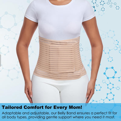 Gepoetry Postpartum & Post Surgery Abdominal Binder. Postpartum Belly Band Support Recovery after C-Section, Natural Birth, Hysterectomy, Hernia Belt (Beige,L)