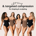 herslims Faja Bodysuit for Women, Tummy Control Shapewear, Seamless Sculpting Body Shaper with Snatched Waist and Power Mesh Tummy Panel, Brief, Thong, or Mid-Thigh Cut, Beige Brief L/XL
