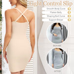 MISS MOLY Shapewear Dress for Women Full Slip under Dresses Tummy Control Body Shaper Seamless V Neck Cami Dress Smoother with Adjustable Spaghetti Strap Nude X-Large