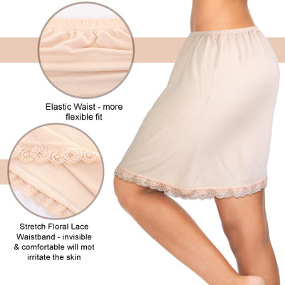 Haysandy 3 Pcs Half Slip for Women Under Dresses Lace Short Trim Half Slips for Underskirt Slip Dress(Medium)