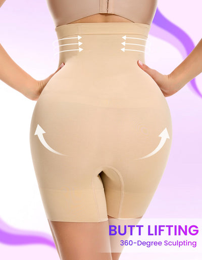 SIMIYA Shapewear Tummy Control Shorts for Women, 5-IN-1 Body Shaper High Waisted Girdle Boyshort Slip Short for Under Dresses Nude