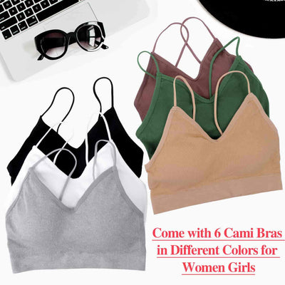 PAXCOO Bras for Women Pack of 6, Padded Bralettes, Sports Bras, M-L