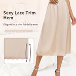 Vlazom Women's Satin Half Slip for Under Dress Long Underskirt Soft Under Slips for Women Under Dresses Nude Size Medium