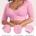 FeelinGirl Upper Arm Shaper Post Surgery Arm Compression Sleeve Women Posture Corrector Tops Shapewear Pink M