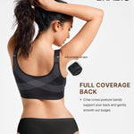 BRABIC Front Closure Bras for Women Compression Surgical Bra No Underwire Full Coverage Wireless Bralette, Black, M