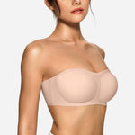 OEAK Womens Strapless Bras Jelly Push Up Bandeau Bra Non Slip Wireless Supportive Padded Bras Seamless Comfortable Tube Bra Skin Medium