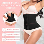 Werena Short Torso Waist Trainer for Women Underbust Corset Shapewear Tummy Control Waist Cincher Body Shaper Workout Sports Girdle(A# Black-3, Small)