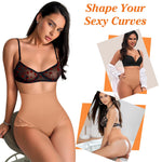 Werena Tummy Control Thong Shapewear for Women High Waisted Body Shaper Shaping Thong Girdle Novelty Hipster Panties(03# Mid Rise Lace Latte(smoothing),Small)