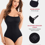 Nebility Shapewear Bodysuit for Women Tummy Control Shapewear Faja Body Shaper Waist Trainer Square Neck Body Suit(Black,Small)