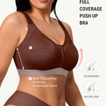 FeelinGirl Breast Augmentation Post Op Bra After Breast Surgery Support Compression Bras Brown Large