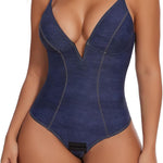 SHAPERIN Bodysuit for Women Shapewear Tummy Control Deep V Neck Plunge Sleeveless Backless Thong Body Suit Tank Top