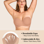 HSIA Strapless Bra for Women Large Breasts Seamless Underwire Plus Size Convertible Bandeau Bra Dark Beige