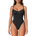 herslims Tummy Control Bodysuit for Women, Sculpting Shapewear, Brief, Thong, or Mid-Thigh Faja, Black Thong 2X/3X