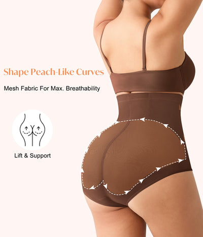 CYDREAM Shapewear for Women Tummy Control Panties High Waisted Butt Lifting Panties Faja Body Shaper (Brown, Large)