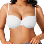 Popilush Push Up Bra Balconette Seamless Underwire Demi T-Shirt Square Neck Bra Lingerie Color White 34C