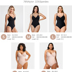 BRABIC Shapewear Bodysuits for Women Tummy Control Shapewear Seamless Backless V-Neck Tops with Built-in Bra(Beige, Small)
