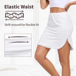 MANCYFIT Half Slips for Women Underskirt Short Mini Skirt with Floral Lace Trim White Medium
