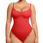 Lover-Beauty Lace Shapewear Bodysuits for Women Tummy Control Breathable Thong Seamless with Removable Cups Red X-Large-XX-Large