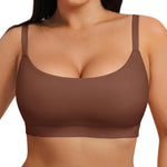 FeelinGirl Bralettes for Women Wireless Seamless Bras, No Underwire Unlined Comfort Buttery Soft Bras for Sleep, Loung, Everyday, Brown, M
